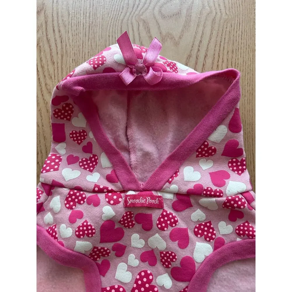 New Hearts 🩷Doggie 🐶 Fleece Lined Sweater Jacket Medium 16” Length 11” Waist